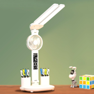 Rechargeable Tabel lamp with fan and clock