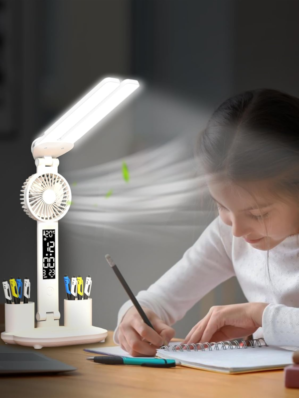 Rechargeable Tabel lamp with fan and clock - Image 2