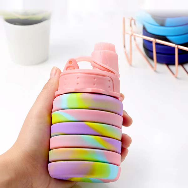 Outdoor Sports Silicone 500ml Foldable Water Bottle - Image 2